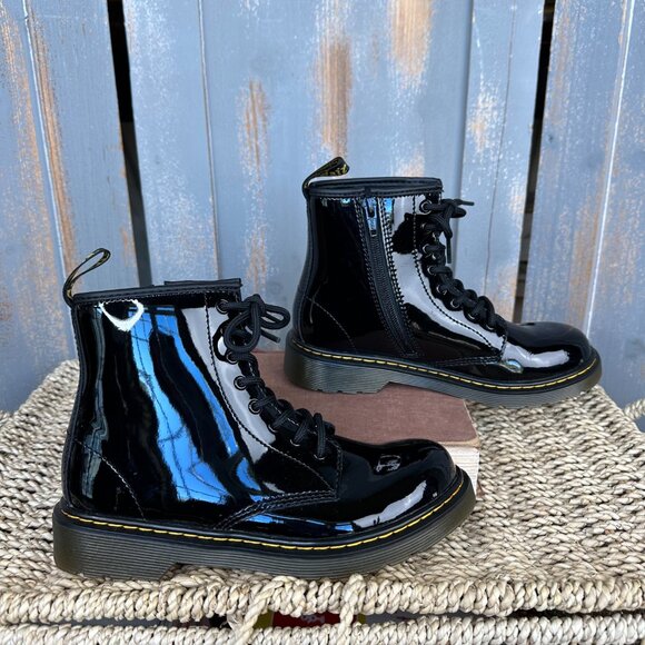 Dr. Martens 1460 J Patent Lamper Lace Up Boot Black Sz L5, M4 NWOB - Picture 7 of 15